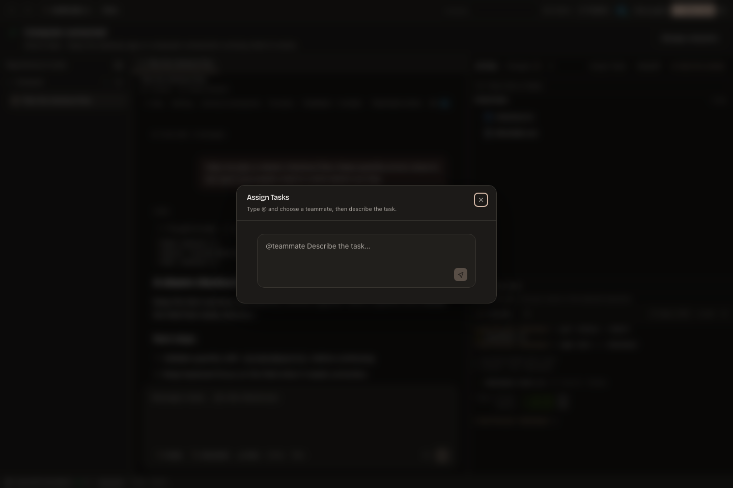 The task assignment dialog with its teammate picker.